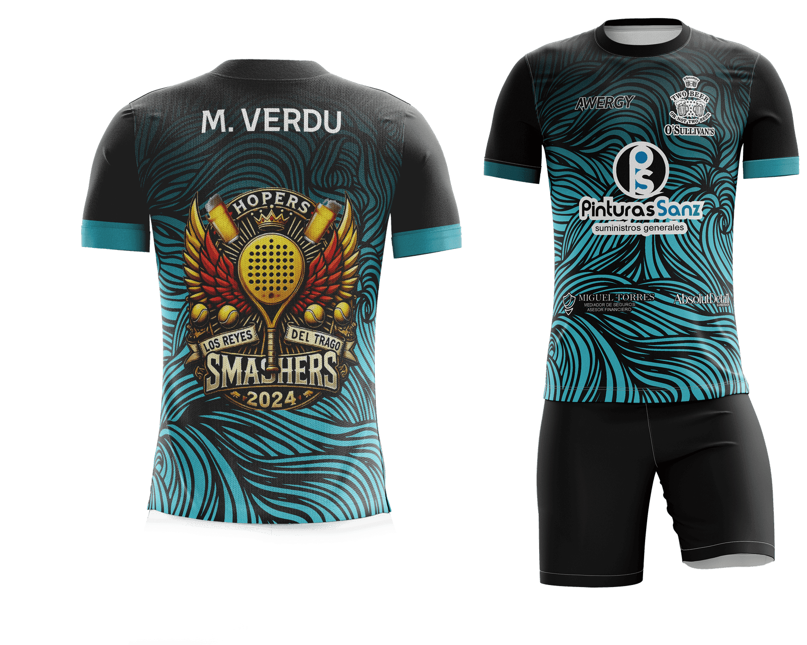Camiseta de pádel personalizada JWA Sport para Elda Smashers con patrocinadores incluidos